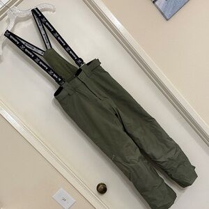 Kamik Kids Olive Snow Pants with Black Suspenders